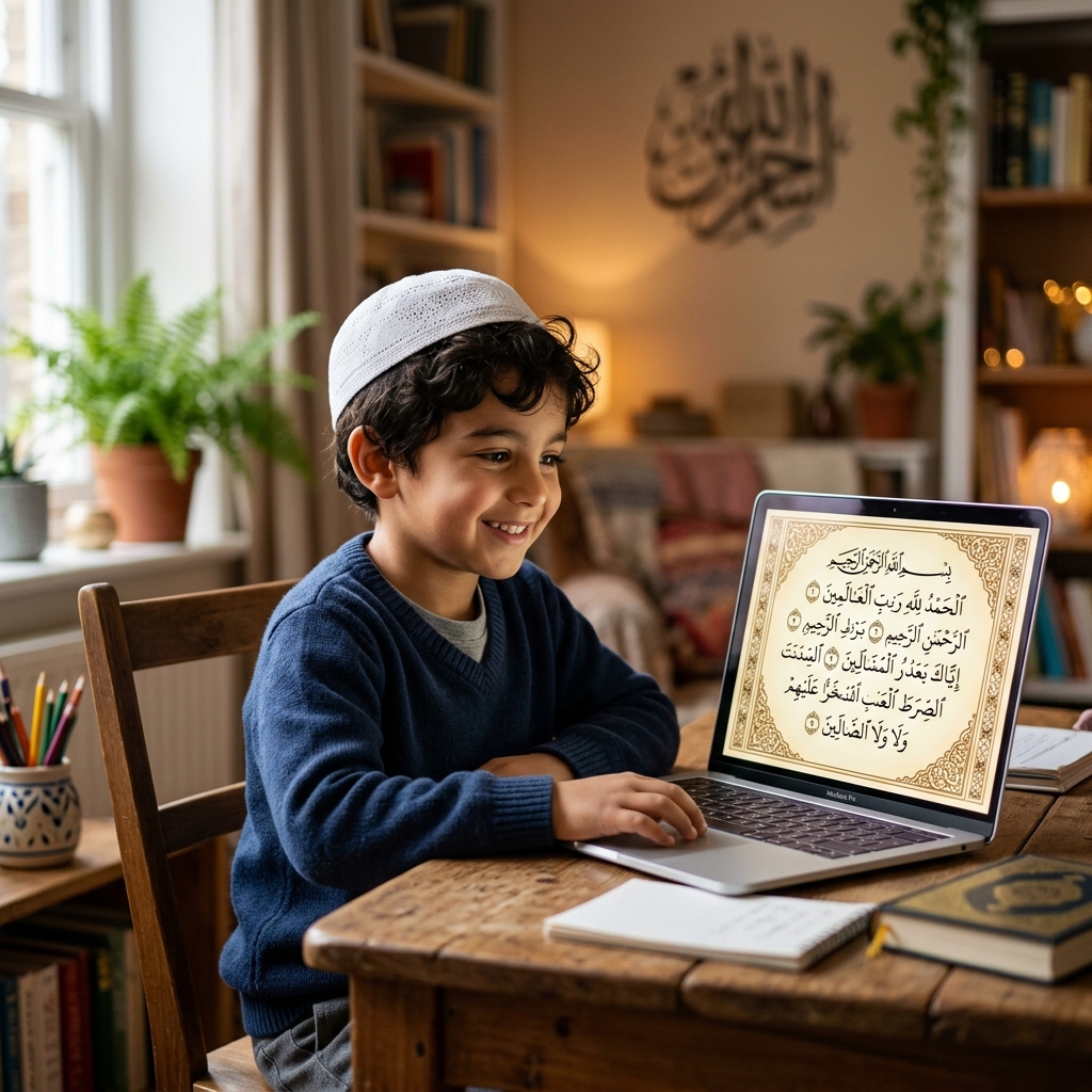 Online Quran class with qualified tutor and student learning step-by-step